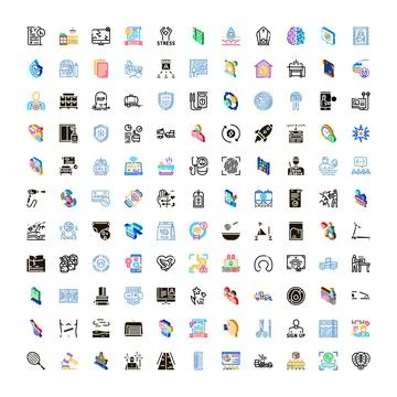Outline linear icon set various symbols illustration イラスト素材