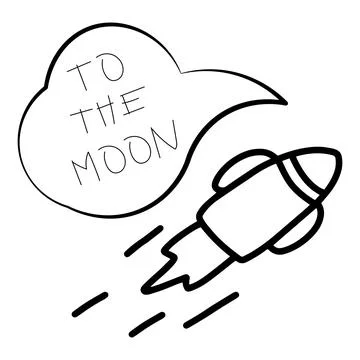 Outline linear rocket icon flying to the moon isolated vector illustration. S Stock Illustration