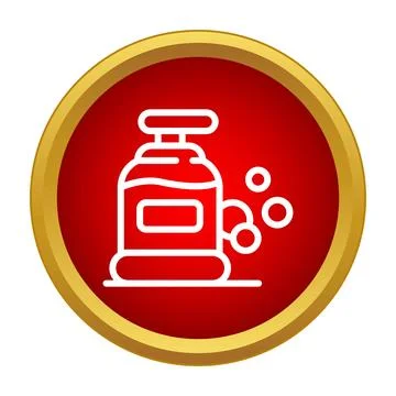 Outline liquid soap dispenser with bubbles icon Stock Illustration