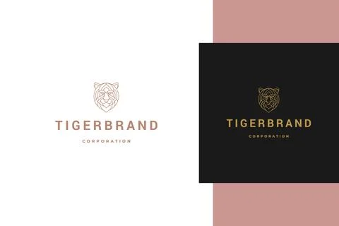 Outline logo of geometric tiger head line style Illustrazione stock