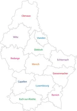 Outline Luxembourg map Stock Illustration