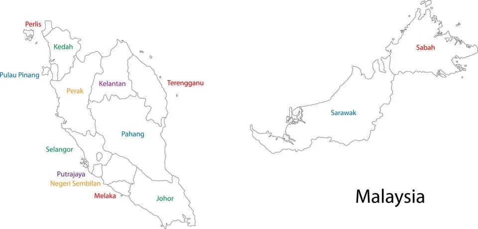 Outline Malaysia map Illustrazione stock