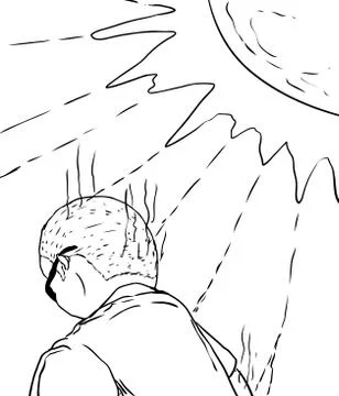 Outline of Man Getting Sunburned Stock Illustration