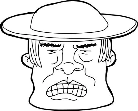 Outline of man in hat Stock Illustration