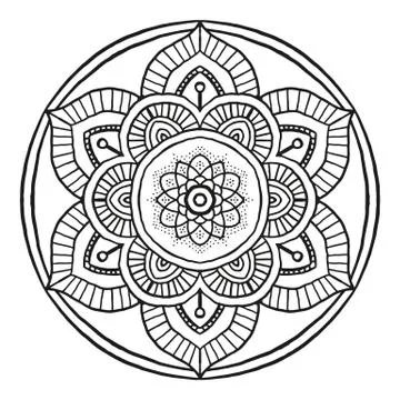 Outline Mandala decorative round ornament, hand drawn style - vector oriental Stock Illustration