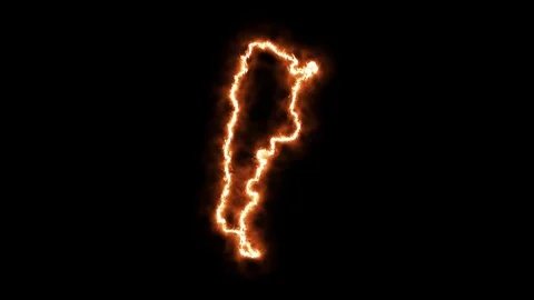 Outline map of Argentina on fire. 3D Render Stock Footage 124253557