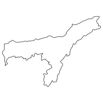 Outline map of Assam state India geographic boundary illustration Stock Illustration