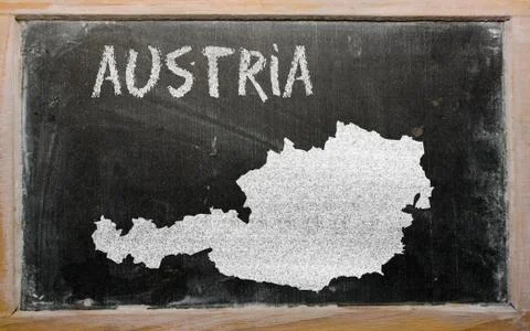 Outline map of austria on blackboard Stock Illustration