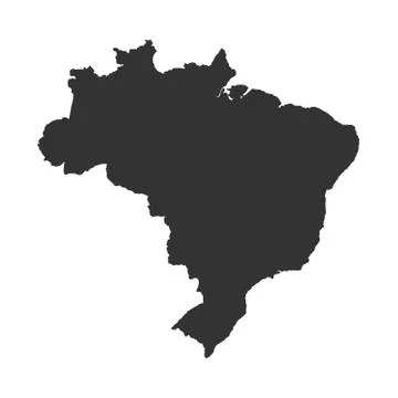 Outline map of Brazil vector icon isolated on white background. Vector illust Stock Illustration