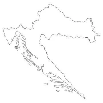 Outline map of Croatia with borders Stock Illustration