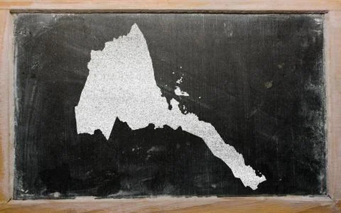 Outline map of eritrea on blackboard Stock Illustration