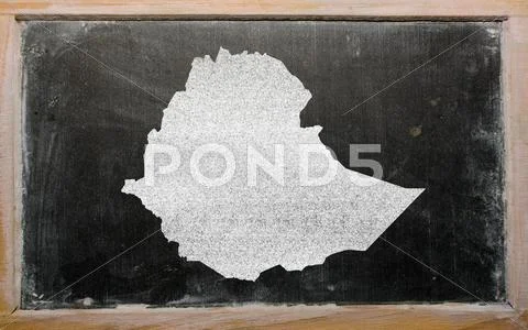 Outline map of ethiopia on blackboard Stock Illustration