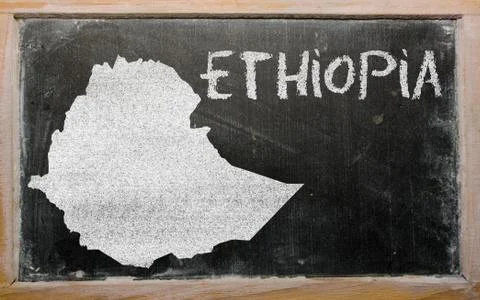 Outline map of ethiopia on blackboard Stock Illustration