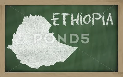 Outline map of ethiopia on blackboard Stock Illustration