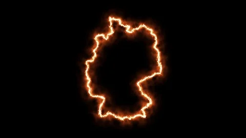 Outline map of Germany on fire. 3D Render Stock Footage 124252386