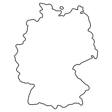 Outline map of Germany, geographic borders of the country deutschland, deutsch Stock Illustration