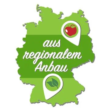 Outline of map of Germany with text AUS REGIONALEM ANBAU, German for locally イラスト素材