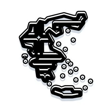 Outline map of hellenic republic with islands layout Stock Illustration