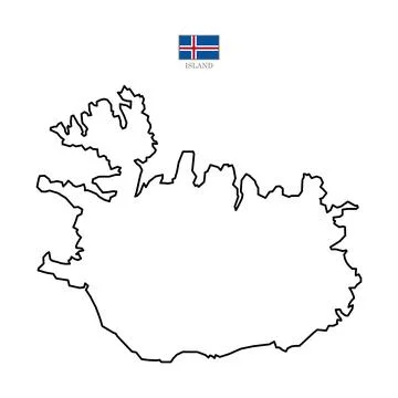Outline map of Island with borders Ilustración de archivo