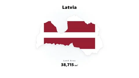 Outline Map Of Latvia Filled With Its National Flag Colors Stock Footage 343982229