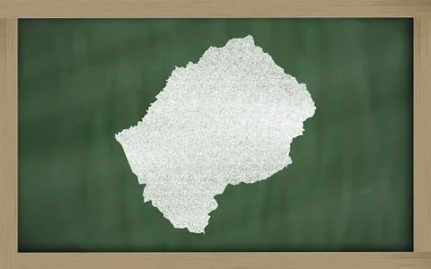 Outline map of lesotho on blackboard Stock Illustration