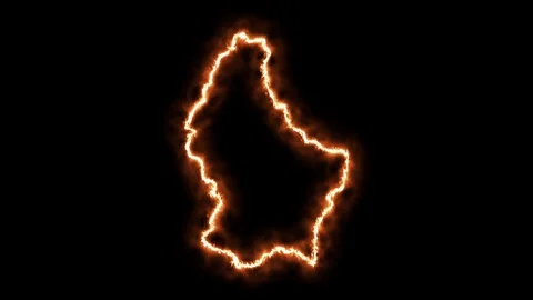 Outline map of Luxembourg on fire. 3D Render Stock Footage 124252124