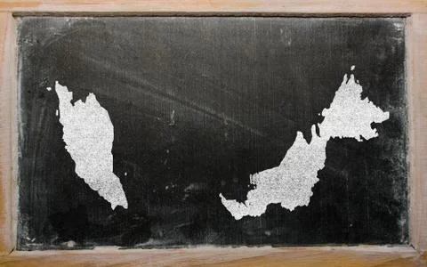 Outline map of malaysia on blackboard Illustrazione stock