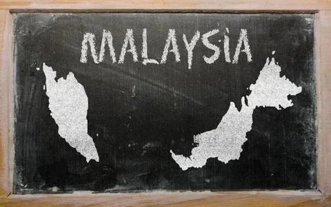 Outline map of malaysia on blackboard Illustrazione stock