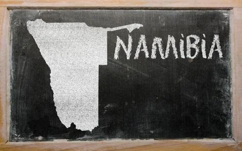 Outline map of namibia on blackboard Illustrazione stock