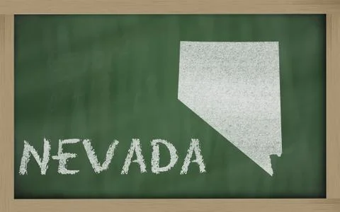 Outline map of nevada on blackboard Stock Illustration