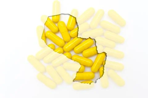 Outline map of paraguay with pills in the background for health and cure イラスト素材