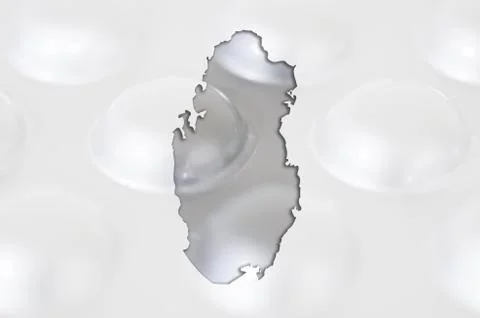 Outline map of qatar with pills in the background for health and cure Stock Photos