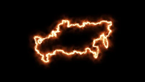 Outline map of Russia on fire. 3D Render Stock Footage 124253884