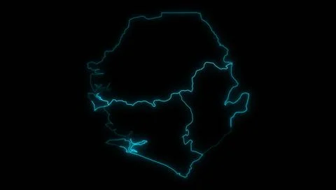 Outline Map of Sierra Leone with Provinces in Black Background Stock Illustration