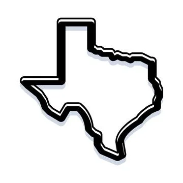 Outline map of the state of texas with shadow Stock Illustration