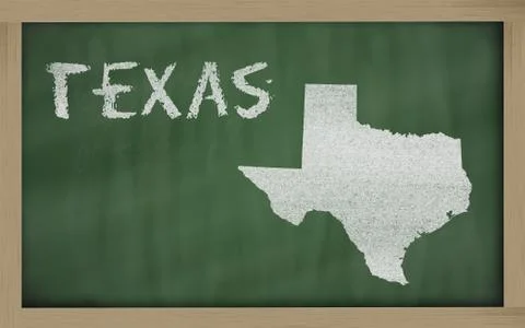 Outline map of texas on blackboard Stock Illustration