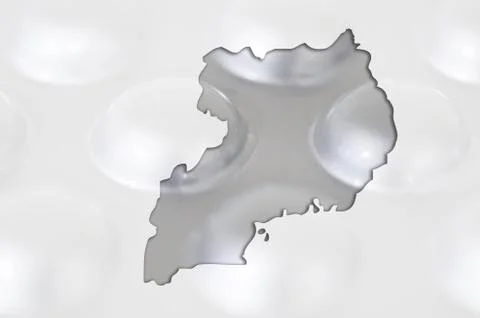 Outline map of uganda with pills in the background for health and cure Stock Photos