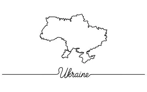 Outline map of Ukraine with handwritten text country Stock Illustration