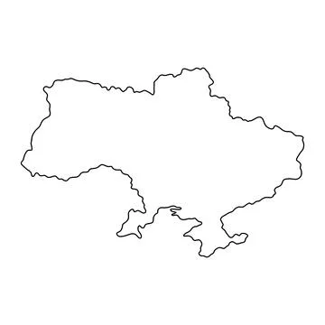 Outline map of Ukraine. Vector illustration of black line drawing map, linear Stock Illustration