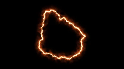 Outline map of Uruguay on fire. 3D Render Stock Footage 124253813