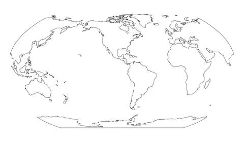 Outline map of World. Americas centered. Simple flat vector illustration Stock Illustration