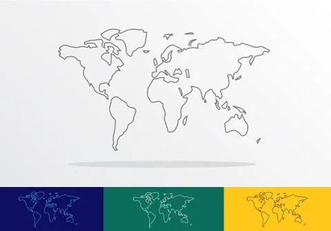 Outline map of the world Stock Illustration