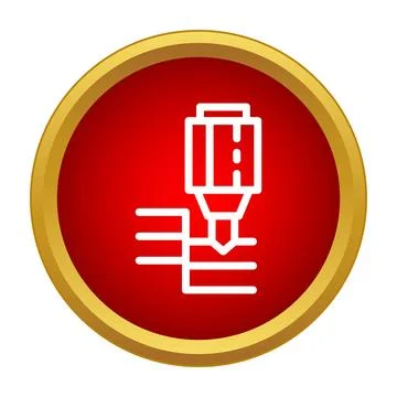 Outline marker drawing lines icon on red circle Illustrazione stock