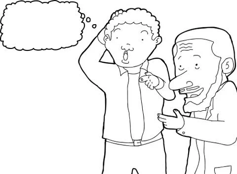 Outline of Men Pointing Stock Illustration