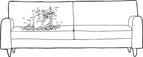 Outline of Messy Cat on Sofa Stock Illustration