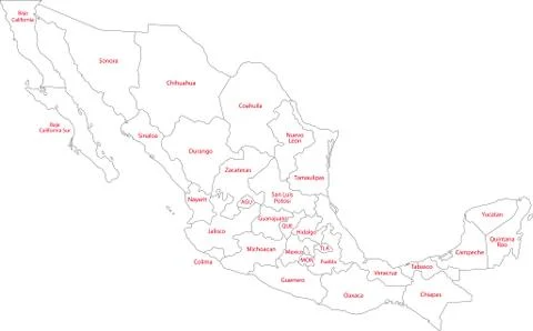 Outline mexico map Stock Illustration