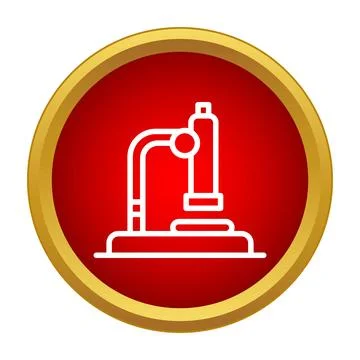 Outline microscope symbol on red gold background Stock Illustration