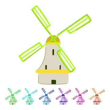 Outline mill farm vector cartoon graphic Stock Illustration
