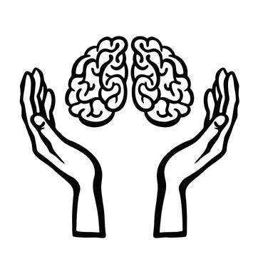 Outline mind in caring hands vector illustration Stock Illustration