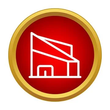 Outline modern building icon in red circle Ilustración de archivo